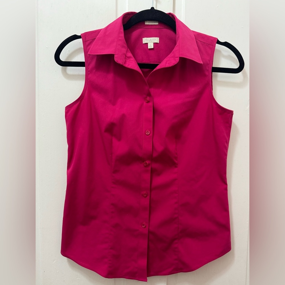 Talbots Sleeveless Button-Front Blouse - Hot Pink